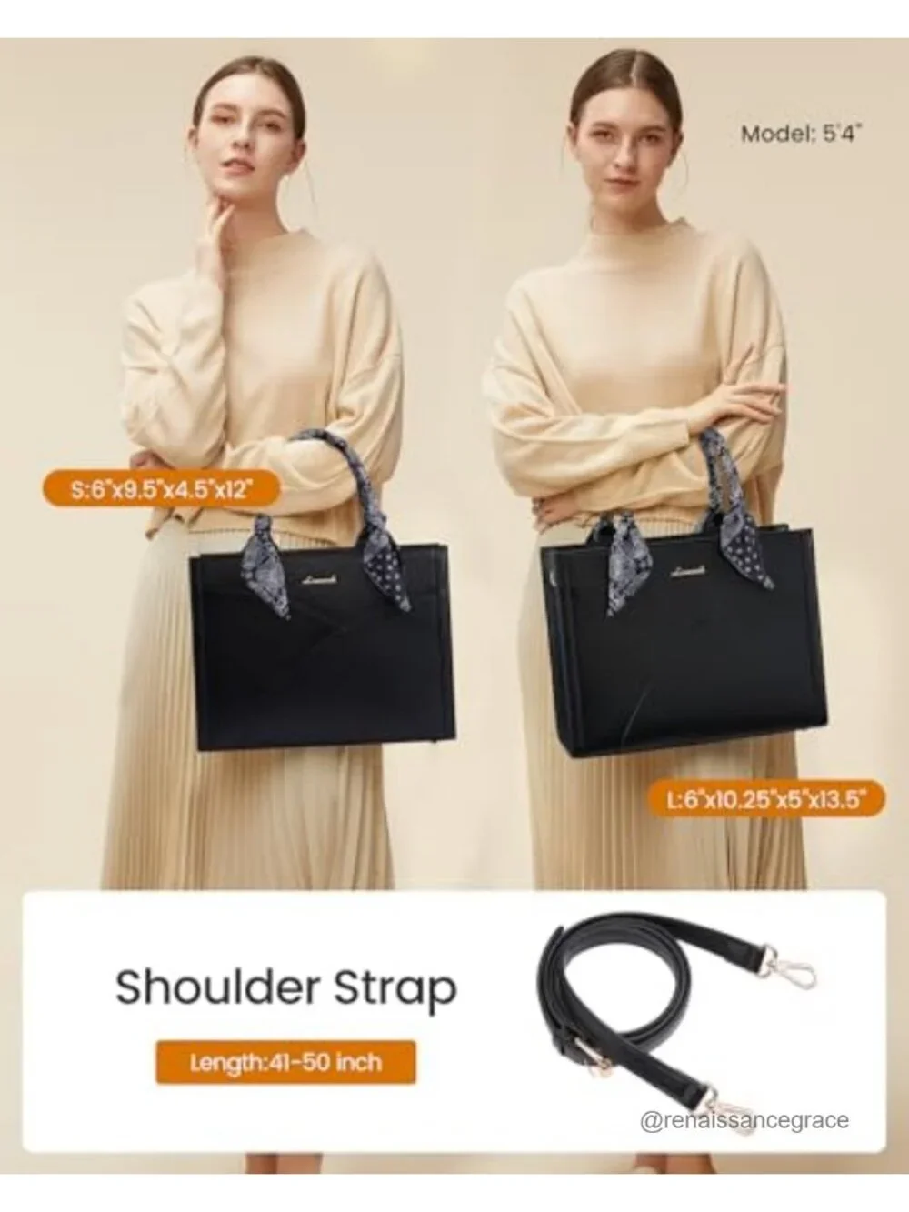 Waterproof PU Leather Tote Purse with Scarf, Satchel Top Handle Bag with Strap